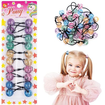 10 Pcs 20mm Ball Hair Ties Ponytail Holders Twinbead Bubble Balls Hair Accessories for Girls Kids Toddler (Glitter Assorted)