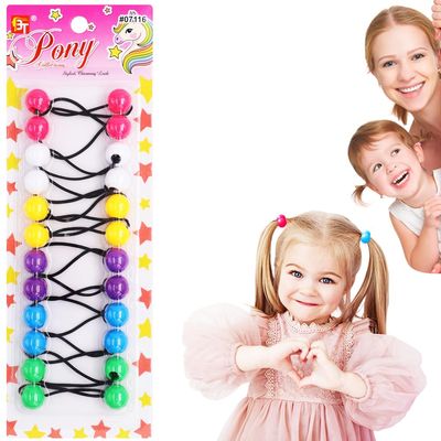 12 Pcs 16mm Ball Hair Ties Ponytail Holders Twinbead Bubble Balls Hair Accessories for Girls Kids Toddler (Fuchsia/White/Yellow/Purple/Azure/Green)