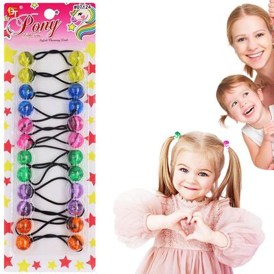 12 Pcs 16mm Ball Hair Ties Ponytail Holders Twinbead Bubble Balls Hair Accessories for Girls Kids Toddler (Clear Yellow/Blue/Pink/Green/Purple/Orange)