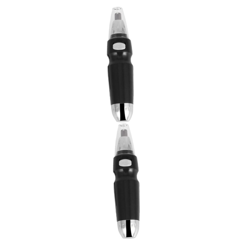 Angoily 2pcs Electric Ear Nose Hair Trimmer Safe Facial Hair Clipper for Painless Grooming Stylish Design for Eyebrow Shaping No Battery Required Black