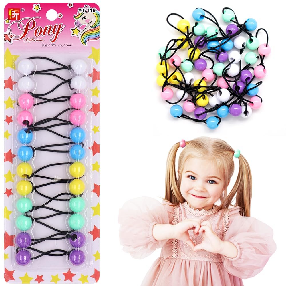 12 Pcs 16mm Ball Hair Ties Ponytail Holders Twinbead Bubble Balls Hair Accessories for Girls Kids Toddler (White/Pink/Sky Blue/Yellow/Mint/Purple)