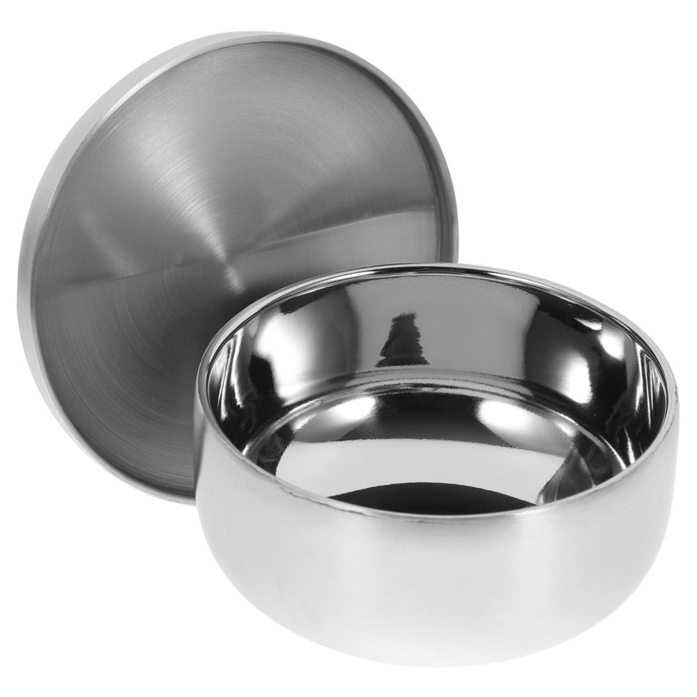 DOITOOL Stainless Steel Shaving Bowl Lid for Men Practical Shaving Cream Soap Container for Home and Barber Use Design Silver