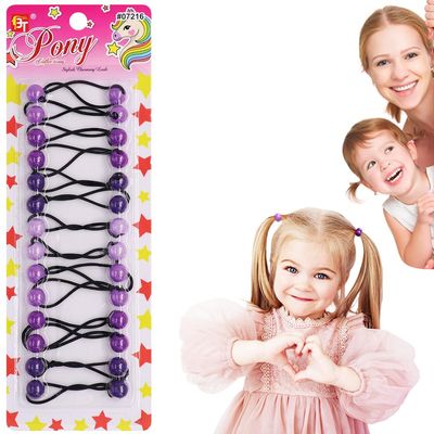 14 Pcs 12mm Ball Hair Ties Ponytail Holders Twinbead Bubble Balls Hair Accessories for Girls Kids Toddler (Purple Assorted)