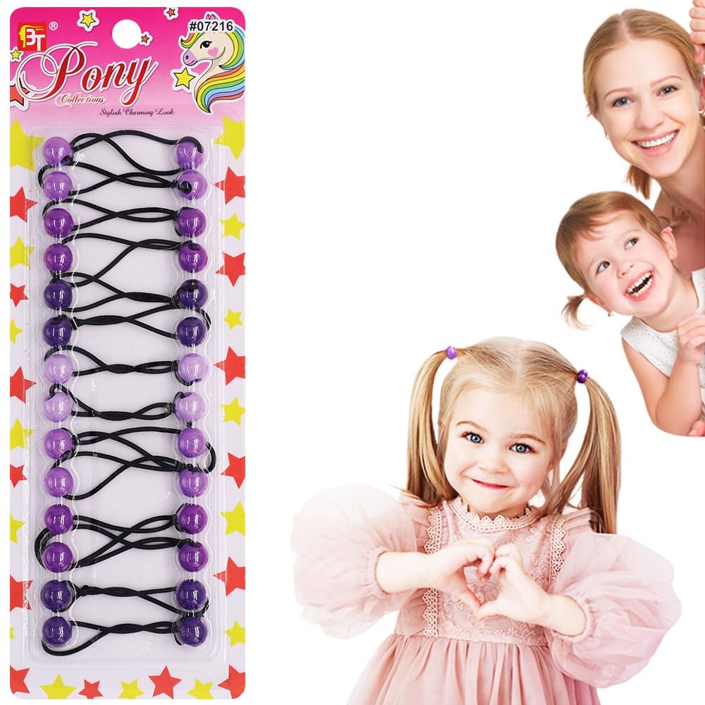 14 Pcs 12mm Ball Hair Ties Ponytail Holders Twinbead Bubble Balls Hair Accessories for Girls Kids Toddler (Purple Assorted)