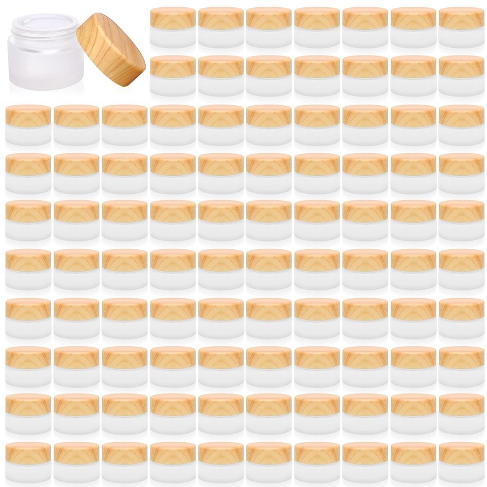 12 Pcs Glass Cosmetic Containers 5 Grams Round Frosted Cosmetic Jars with Leak proof lids Empty glass sample Jars Scrub Balm Lotions Sample Containers for Makeup Lotion Lip Balm Eye Cream