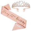 12th girls Birthday Sash and Tiara Set Rose Gold Birthday Sash Crown Birthday Party Favors Supplies for girls Birthday Party view 1