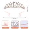 12th girls Birthday Sash and Tiara Set Rose Gold Birthday Sash Crown Birthday Party Favors Supplies for girls Birthday Party view 2