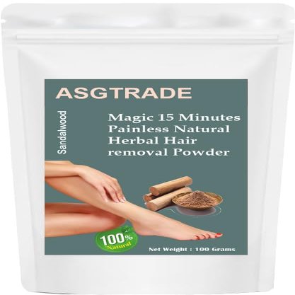 ASGTRADE Vegan Hair Removal - Sandalwood flavour Depilatory Mask - Men and Women's Facial Hair Removal for sensitive skin, Organic Hair remover, Pubic, Bikini, Leg Mask, Powder Waxing