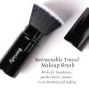 Makeup Brush Kabuki Face Brushes Retractable Travel Blush Brush Portable Flawless for Foundation, Powder Blush, Bronzer, Buffing, Liquid, Cream, Cruelty Free with Cover(Flat-Head) view 2
