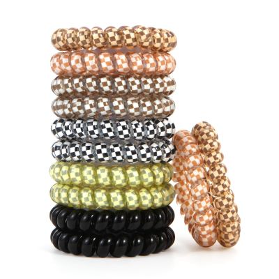 12pcs Christmas Colorful Elastic Coil Phone Cord Spiral Hair Ties No Crease, Waterproof Hair Coils for Women and Girls,Ponytail Hair Coils No Crease