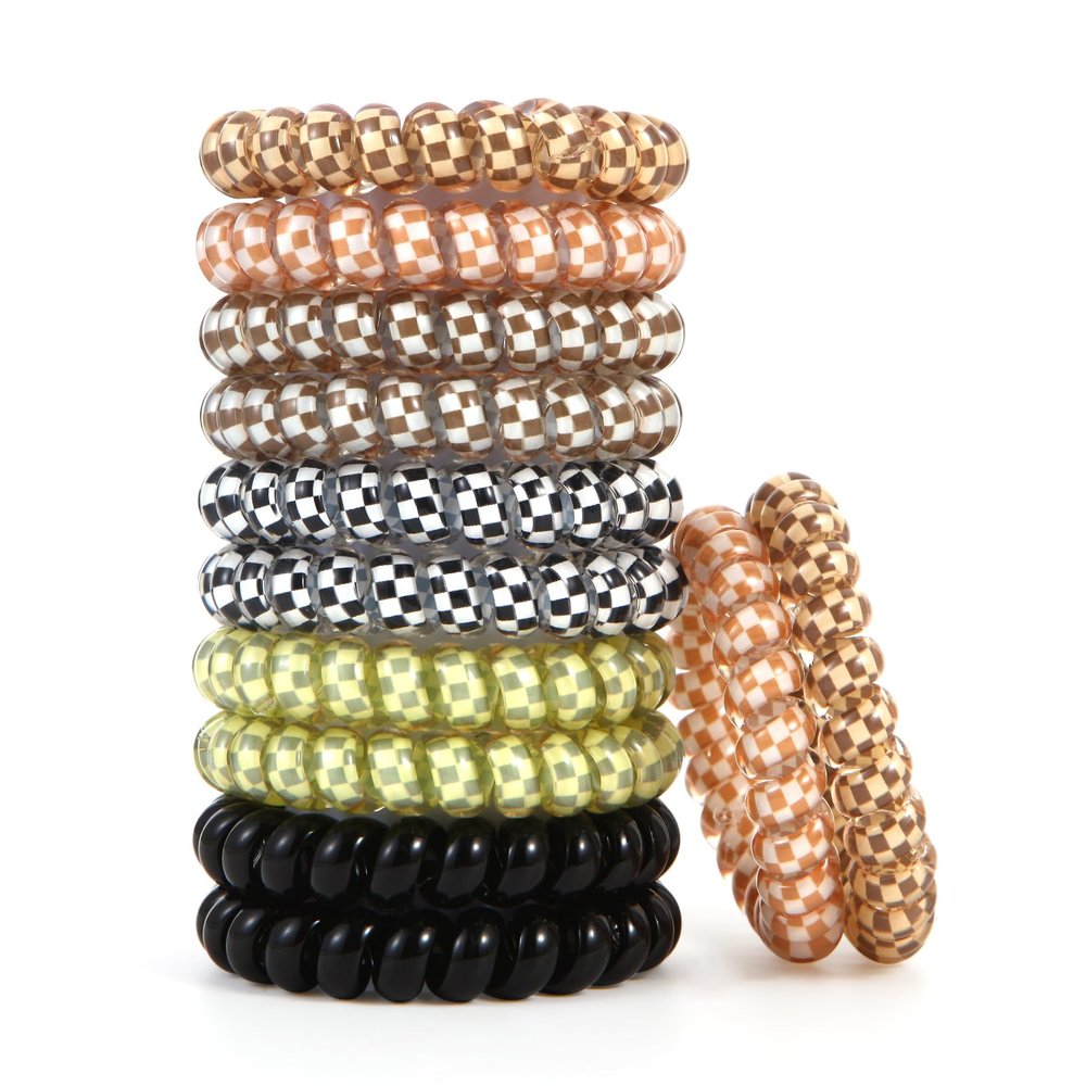 12pcs Christmas Colorful Elastic Coil Phone Cord Spiral Hair Ties No Crease, Waterproof Hair Coils for Women and Girls,Ponytail Hair Coils No Crease