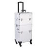 3 in 1 Aluminum Rolling Makeup Trolley Case,Professional Aluminum Rolling Cosmetic Trolley Train Case,Portable Makeup Organizer Suitcase,with Wheels,for Nail Tech Hairstylist Barber (Silver) view 1