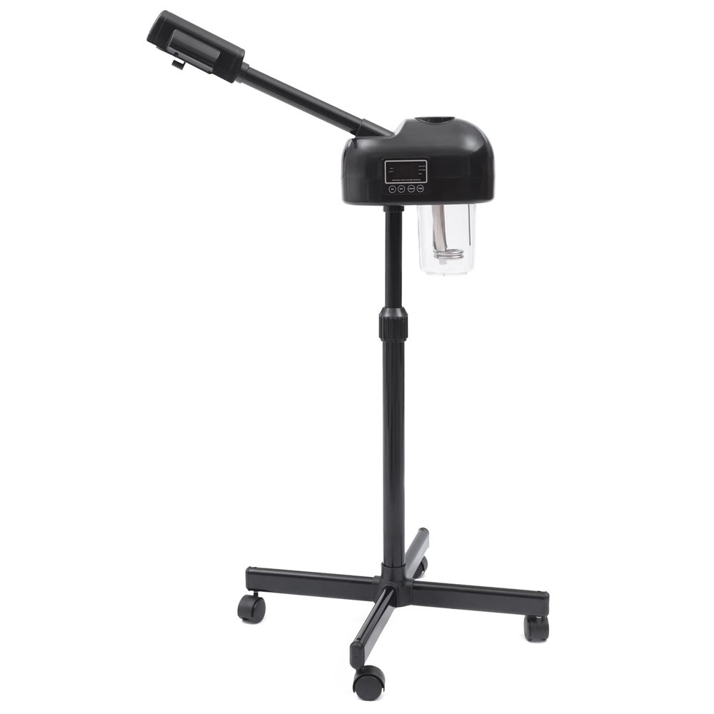 BeiseYu Professional Facial Steamer, LCD Facial Steamer on Wheels with Hot Mist, Timer Function, Adjustable Height, Esthetician Steamer for Salon Spa & Home, Black
