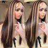 oulaer Highlight #4/27 Honey Blonde Color Straight Human Hair Wig 13x6 HD Lace Wig Brazilian Remy Hair Pre Plucked for Women Glueless Wig Natural Hairline 150% Density 22Inch view 1