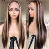 oulaer Highlight #4/27 Honey Blonde Color Straight Human Hair Wig 13x6 HD Lace Wig Brazilian Remy Hair Pre Plucked for Women Glueless Wig Natural Hairline 150% Density 22Inch view 2