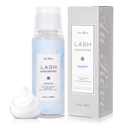 AuReve Lash Shampoo Concentrate 100ml Lash Extension Cleanser Oil-Free Eyelash Extension Shampoo with Salon Home Care -Makes 20 Bottles 60ml Lash Shampoo,Unscented