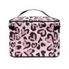 Fishoutleap Heart Leopard Cute Makeup Bag Small Travel Cosmetic Bags for Women Makeup Travel Case Hard Cosmetic Organizer Bag Small Makeup Bag Box Valentine's Day Makeup Lover Gift Ideas view 4