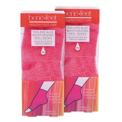 Benefeet Toeless Aloe Moisturizing Heel Socks 2 Pack - Effective Overnight Foot Rejuvenation, Targeted Hydration to Soften Dry Skin, Infused w/Coconut Oil, Aloe + Jojoba Seed Oil, 1 Pair (2 Pack)