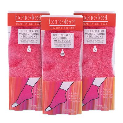 Benefeet Toeless Aloe Moisturizing Heel Socks 3 Pack - Effective Overnight Foot Rejuvenation, Targeted Hydration to Soften Dry Skin, Infused w/Coconut Oil, Aloe + Jojoba Seed Oil, 1 Pair (3 Pack)