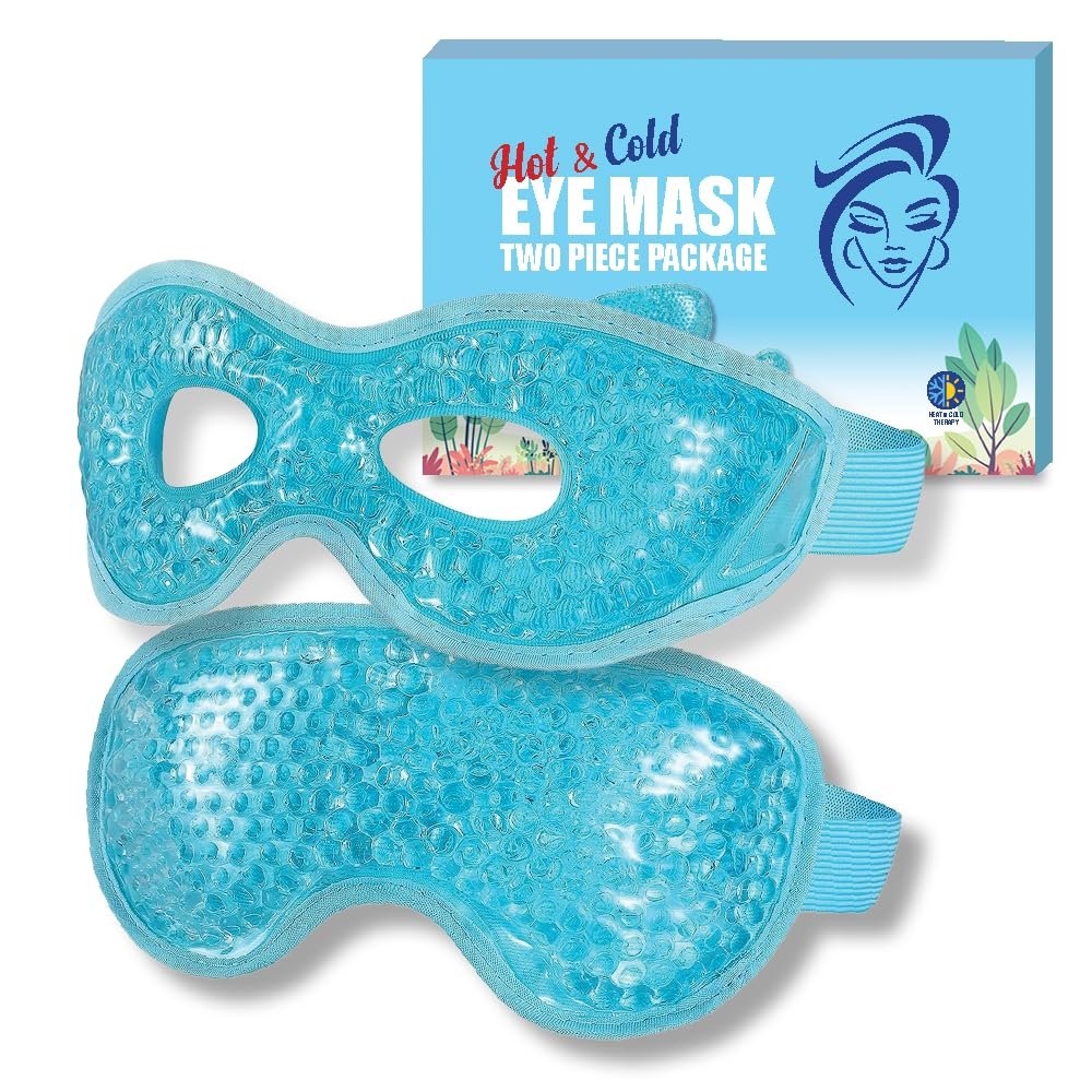 USA Merchant - 2PCs Cold & Hot Eye Therapy Mask, Cooling Eye Mask for Dry Eyes, Headaches, Eye Stress, Dark Cicles, Reusable Cold Compress and Refresh (2 PK Eye Mask)