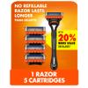 Gillette Fusion5 Razor for Men, 1 Gillette Razor Handle, 5 Razor Blade Refills, with Lubrastrip, for a Close Shave view 1