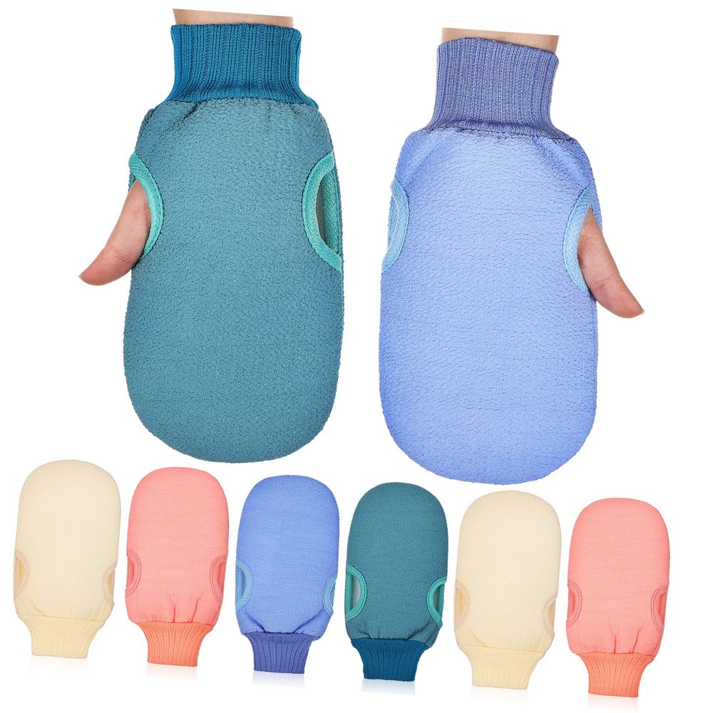 Balacoo 8 Pcs Exfoliating Gloves Exfoliating Scrubber Shower Exfoliating Glove for Body Bath Mitt Natural Loofah Exfoliating Mitten for Body Men and Women Polyester Take a Bath