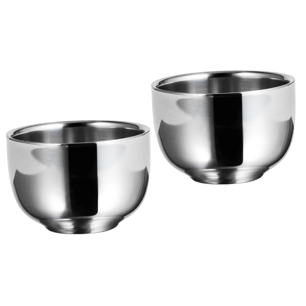 balacoo 2pcs Men Shaving Brush Bowl Stainless Steel Shaving Soap Bowl Barber Tool Travel-friendly Easy Bubble Comfortable Shave