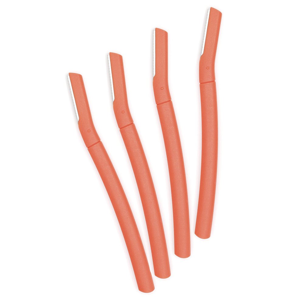 ChaosssCo Facial Fuzz-Free Razor, Eyebrow Trimmer Professional Exfoliating Dermaplaning Tool, Peach Fuzz Shaver and Multipurpose Home Skin Care for Women (Pack of 4, Orange)