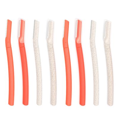 ChaosssCo Facial Fuzz-Free Razor, Eyebrow Trimmer Professional Exfoliating Dermaplaning Tool, Peach Fuzz Shaver and Multipurpose Home Skin Care for Women (Pack of 8, 4 Orange and 4 Gray)