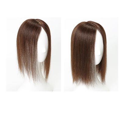 15x17 Black Hand Tied Human Hair Straight One Piece Four Clips Clip IN Hair with Thinning Hair Toppers Hairpiece for Hair Loss for Woman Man (Natural balck,15cm/6inch)