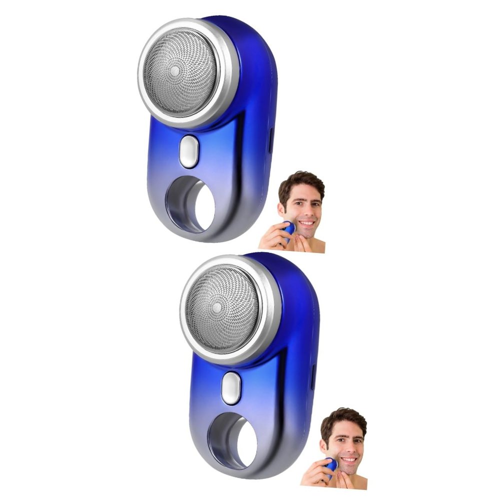 minkissy 2pcs Men's Rechargeable Electric Shaver Portable Mini Beard Trimmer Nose Hair Trimmer