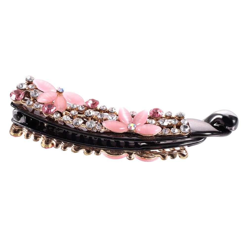 minkissy Banana Hair Clip for Thin Hair Rhinestone Decorated Ponytail Holder Stylish Water Resistant Accessory for Women for Daily Wear and Special Occasions