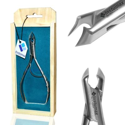 INSTUMAX Large Thick Nail Clipper for Men and Women - Ergonomic Handle, Wooden Box - Effortless Thick Toenail Trimming Heavy Duty Extra Thick Nails Cutting Plier, Curved Points Especially for Seniors