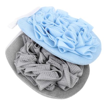 balacoo 2pcs Exfoliating Shower Wipe Skin Cleaning Bath Flower for All Skin Types Grey for Gentle Body Scrubbing and Foaming