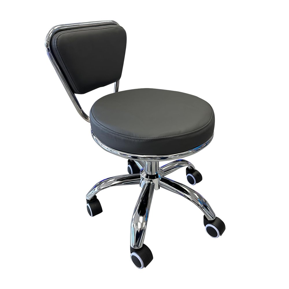 Adjustable Hydraulic Salon Chair with Backrest and Rolling Feature for Nail Salon, Spa, or Beauty Studio (Black)