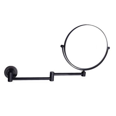 FJYDM Makeup Mirrors Wall Mounted, 8 Inch Vanity Mirrors for Bathroom, Round Brass Extendable Mirrors with Magnifying (Color : Black, Size : 10X)
