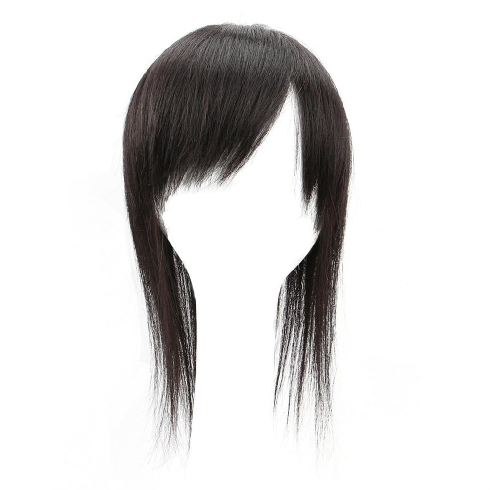16x18 Hair Toppers for White Hair Light Human Hair Traceless Side Bangs Long Hair with Thinning Hair for Hair Loss for Woman (Dark brown,30cm/12inch)