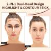 Cream Highlight Contour Stick 2 In 1 Portable Waterproof Face Shaping & Highlighter Makeup Long-lasting Dual-end Contour Luminizer Pen for Beginner (Lotus Root Pink & Coffee) view 3