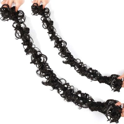 WUODHTW Messy Bun Hair Piece Claw Clip Messy Bun Hair Piece Curly Wavy wig pieces Women's ponytail hair loop fluffy ball wig(2pcs)