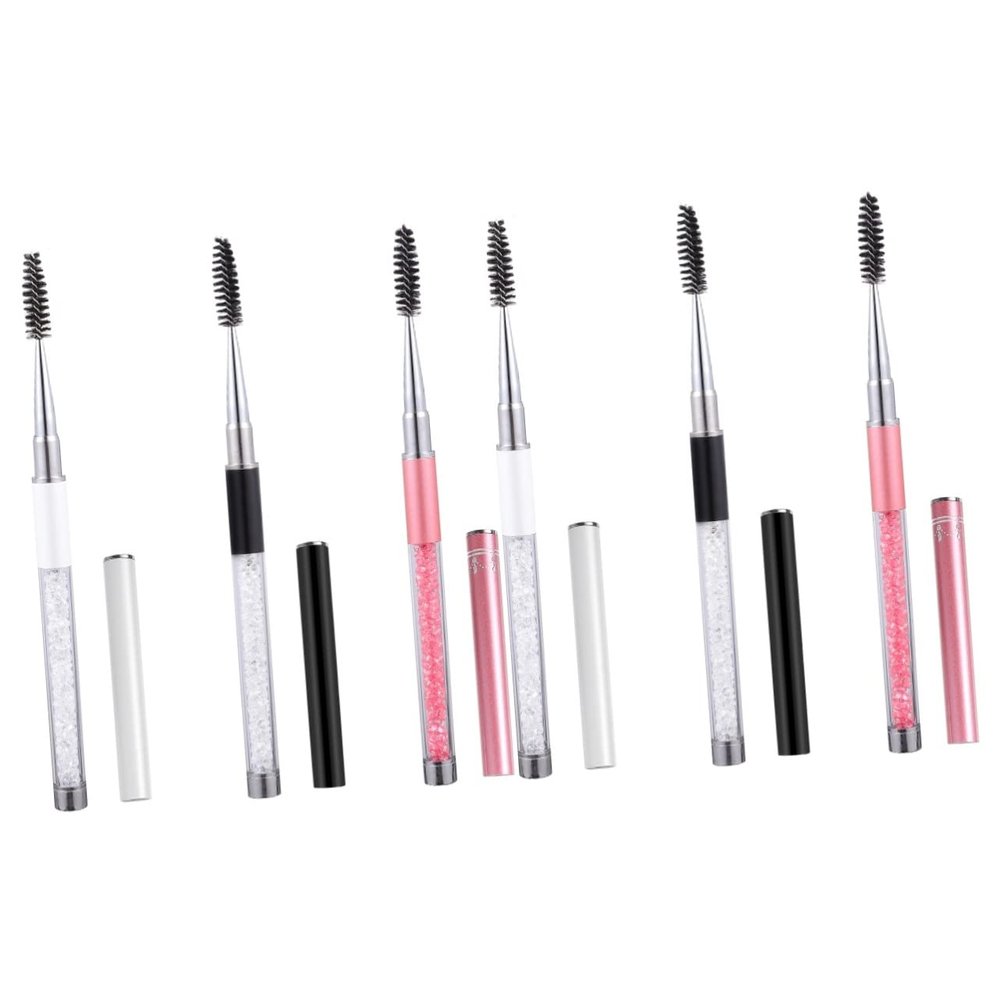 Balacoo 6 pcs Rhinestone mascara brush eyelash extension brush eyelash spoolie brush mascara spoolie makeup, 7.5x1cmx2pcs, As Shownx2pcs