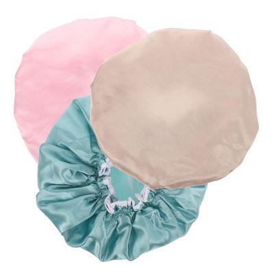 Beaupretty 3pcs Double-layer Hair Shower Caps for Women Versatile Bath Caps Lake for and Thick Hair Washable and Reusable