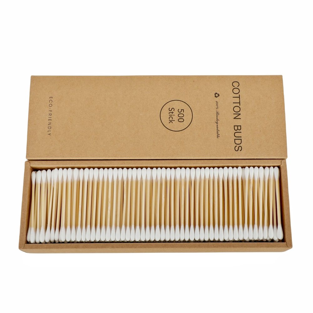 2000 PCs Premium Cotton Swabs Natural Cotton Buds Biodegradable Organic Double Tips for Ear Wax Removal (2000PCs,White)