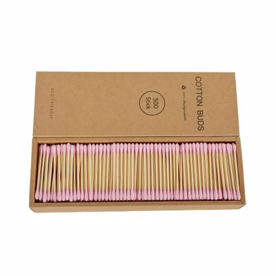 2000 PCs Premium Cotton Swabs Natural Cotton Buds Biodegradable Organic Double Tips for Ear Wax Removal (2000PCs,Pink)