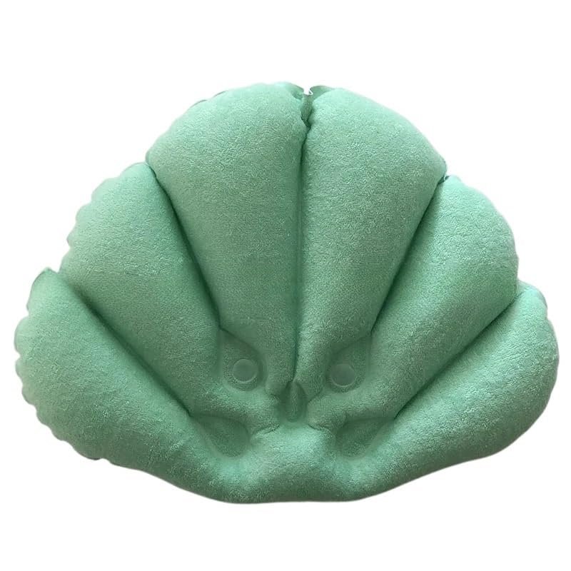 Bath Pillow Almohada De Bao Inflable Suave En Forma De Abanico, Soporte para El Cuello Con Ventosas, Cojn De Spa, Cojn De Baera, Novedad De 2021 Bathtub Pillow (Color : Light Green)
