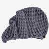 100% Organic Cotton Hair Drying Waffle Towel Wrap for Women | Absorbent & Quick Dry Head Turban for Wet Hair in Shower Sauna Spa, Extra Large for Long Straight Curly Plopping Button (Grey, 1 PACK) view 2
