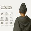 100% Organic Cotton Hair Drying Waffle Towel Wrap for Women | Absorbent & Quick Dry Head Turban for Wet Hair in Shower Sauna Spa, Extra Large for Long Straight Curly Plopping Button (Grey, 1 PACK) view 3