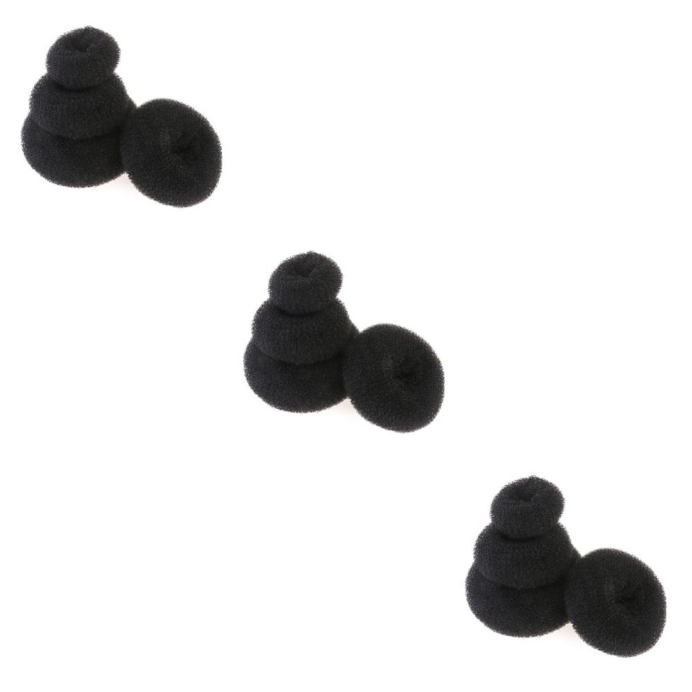 balacoo 12pcs Hair Bun Maker Small Medium Large Plus Large Easy to Use Donut Styler for Neat Charming Updos for Weddings Parties and Daily Styling Black
