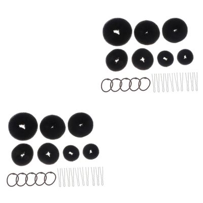 balacoo 44pcs Bun Maker Set Black Hair Styling Accessories U-shaped Clips Elastic Hair Ropes Bun Tools for Elegant Updos Suitable for Dance Boys and Girls Hairstyles