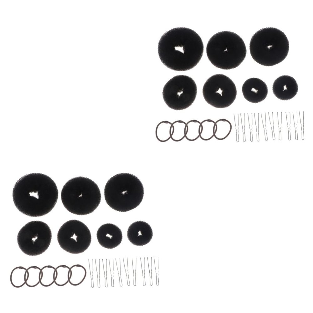 balacoo 44pcs Bun Maker Set Black Hair Styling Accessories U-shaped Clips Elastic Hair Ropes Bun Tools for Elegant Updos Suitable for Dance Boys and Girls Hairstyles