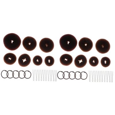 balacoo 44pcs Hair Updo Bun Set Coffee Hair Styling Accessories Elastic Ropes U-shaped Clips Bun Makers for Elegant Hairstyles at Dance and Special Occasions